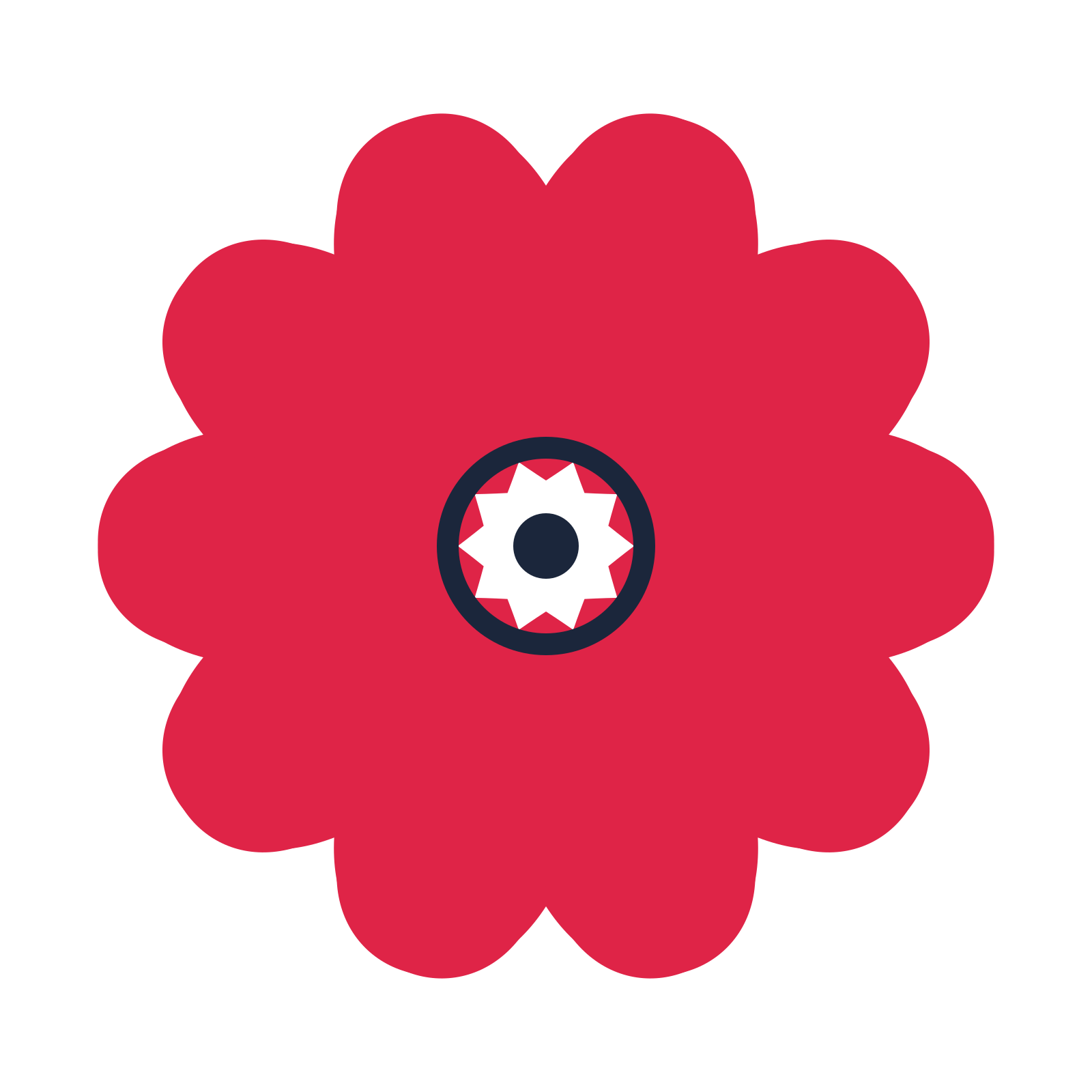 A 10-petal heart flower with a ring centre and a transparent background.