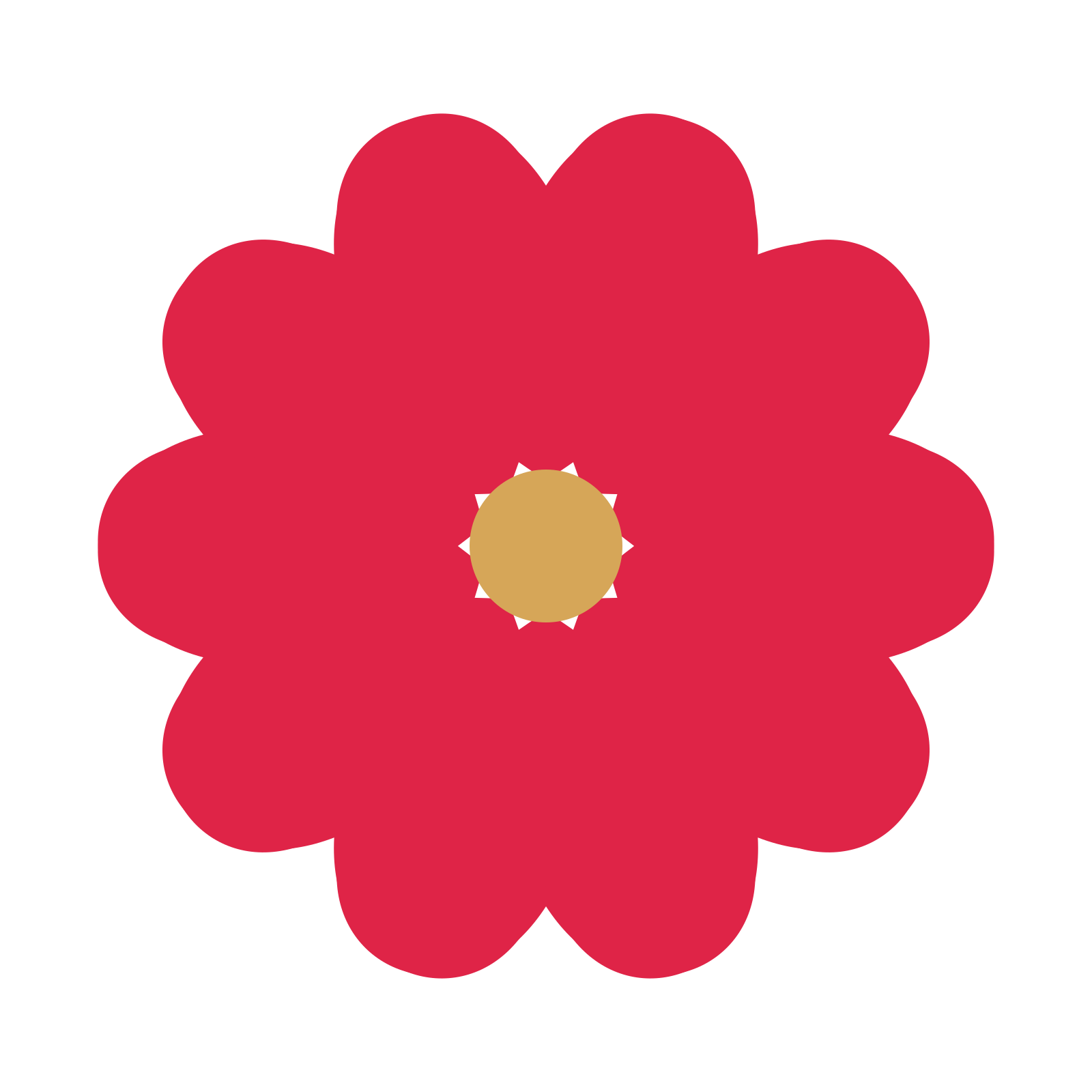 A 10-petal heart flower with a seed centre and a transparent background.
