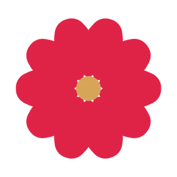 A 10-petal heart flower with a seed centre and a transparent background.