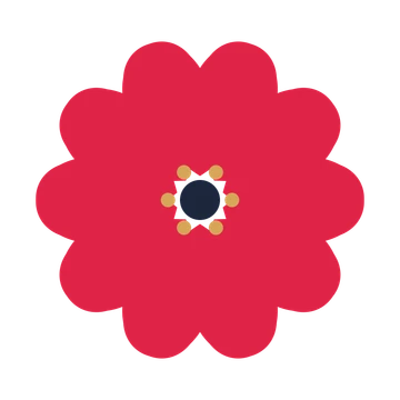 A 10-petal heart flower with a stamen centre and a transparent background.