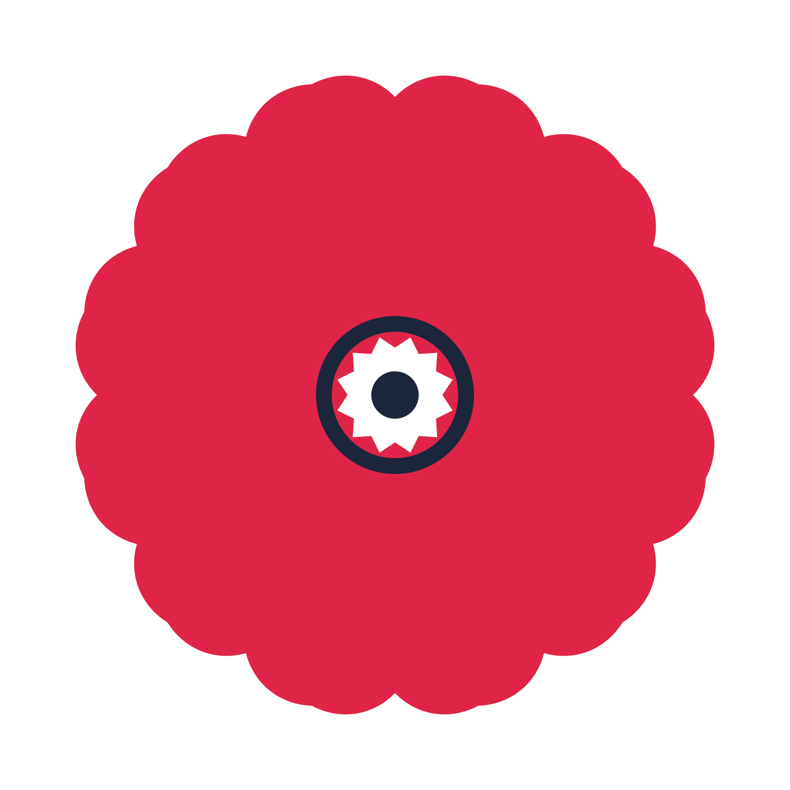A 12-petal heart flower with a ring centre and a transparent background.