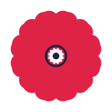 A 12-petal heart flower with a ring centre and a transparent background.