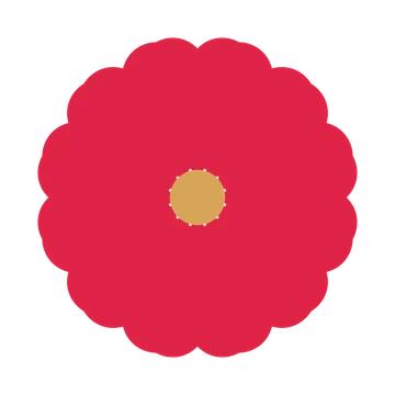 A 12-petal heart flower with a seed centre and a transparent background.