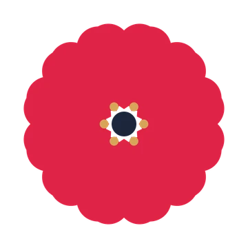A 12-petal heart flower with a stamen centre and a transparent background.