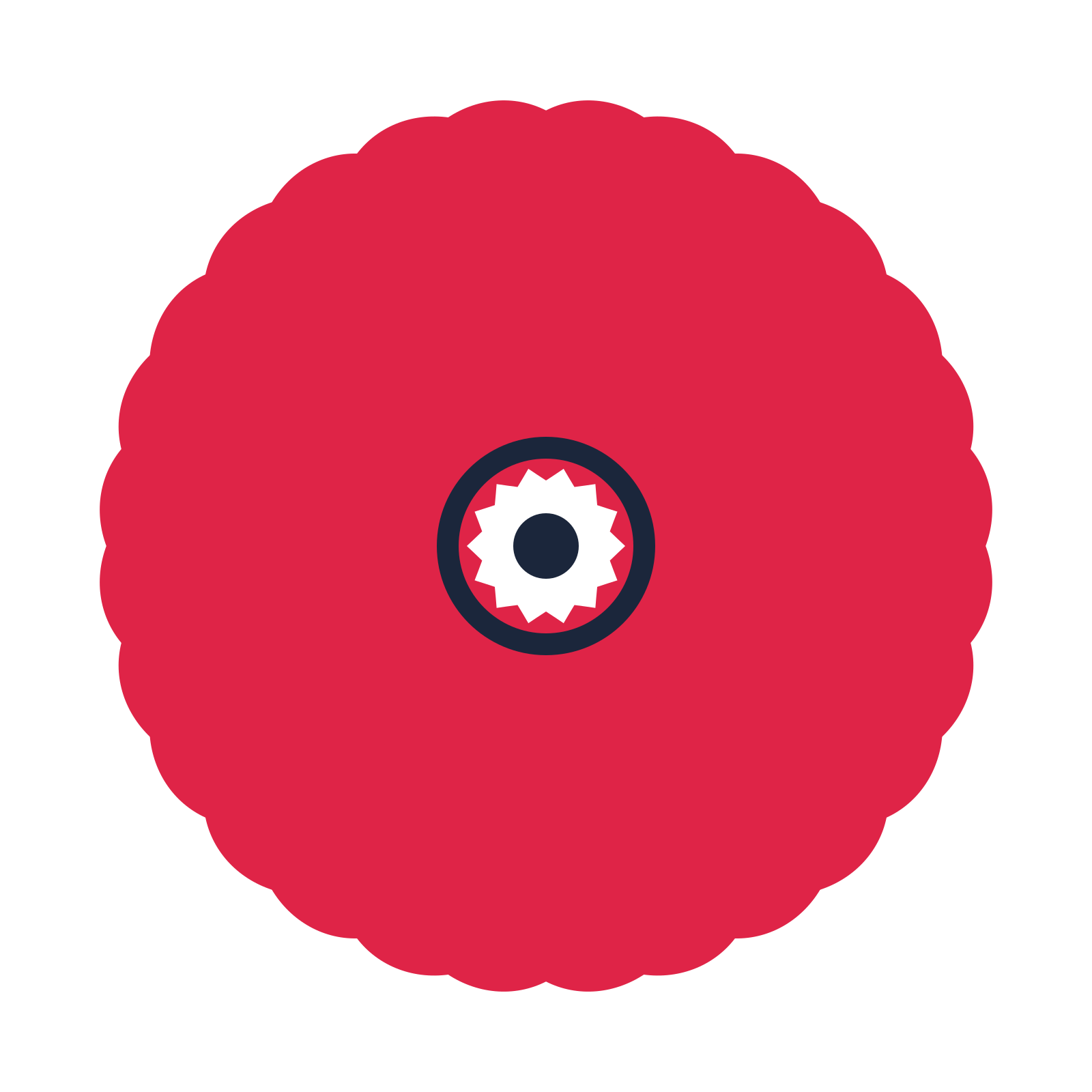 A 14-petal heart flower with a ring centre and a transparent background.