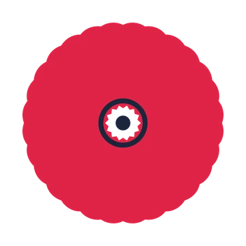 A 14-petal heart flower with a ring centre and a transparent background.