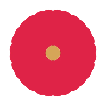 A 14-petal heart flower with a seed centre and a transparent background.