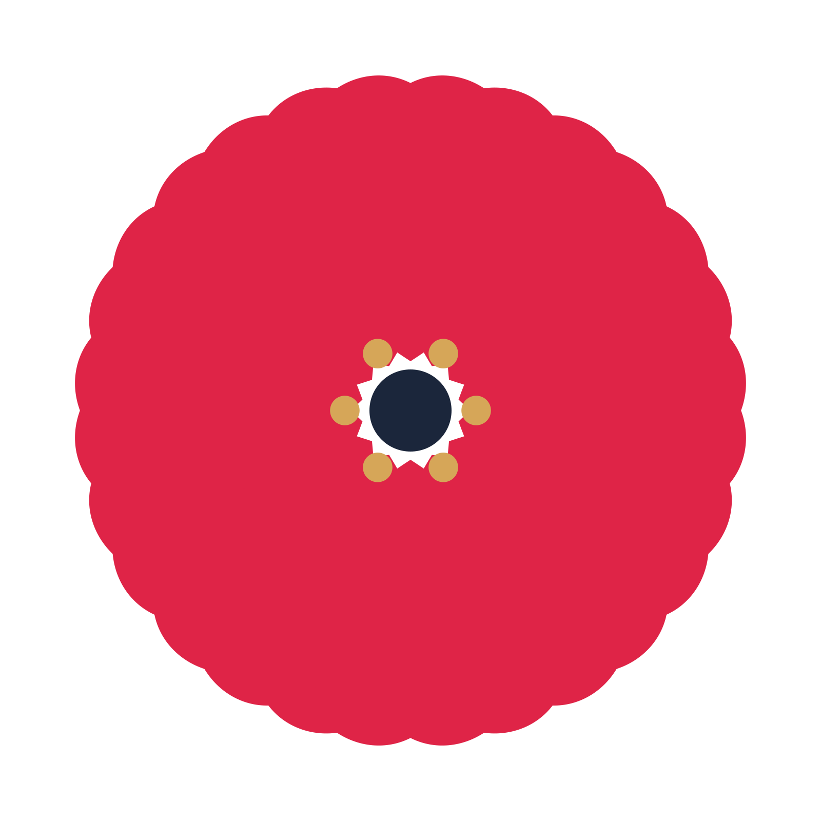 A 14-petal heart flower with a stamen centre and a transparent background.