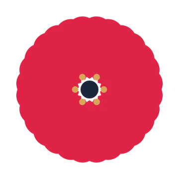 A 14-petal heart flower with a stamen centre and a transparent background.