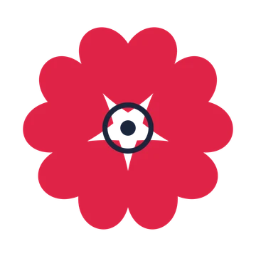 A 5-petal heart flower with a ring centre and a transparent background.