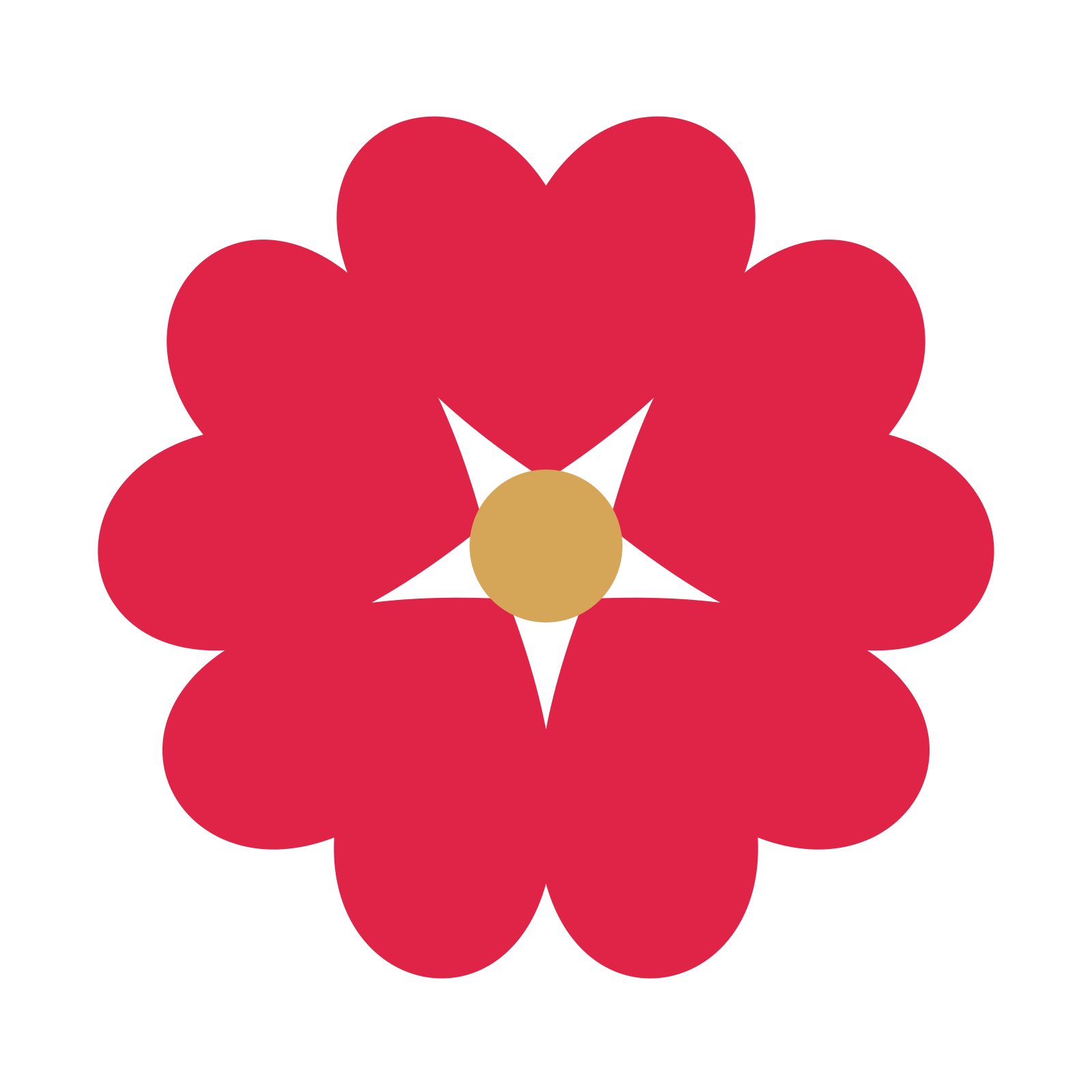A 5-petal heart flower with a seed centre and a transparent background.
