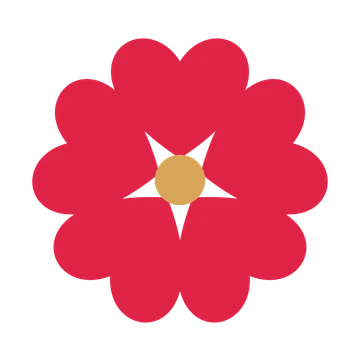 A 5-petal heart flower with a seed centre and a transparent background.