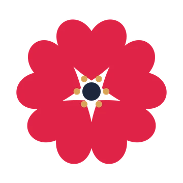 A 5-petal heart flower with a stamen centre and a transparent background.