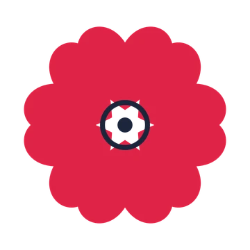 A 6-petal heart flower with a ring centre and a transparent background.