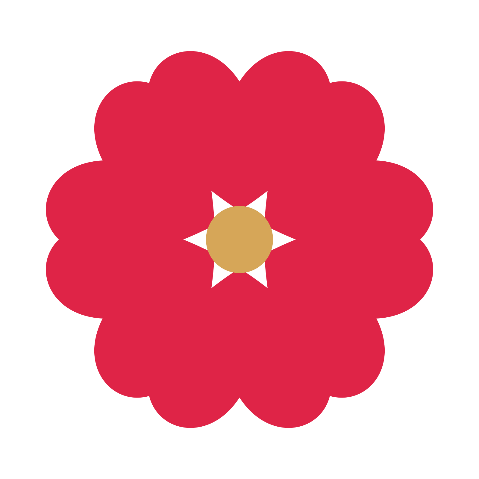 A 6-petal heart flower with a seed centre and a transparent background.
