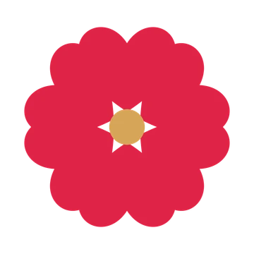 A 6-petal heart flower with a seed centre and a transparent background.
