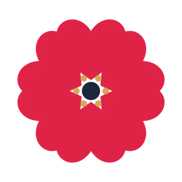 A 6-petal heart flower with a stamen centre and a transparent background.