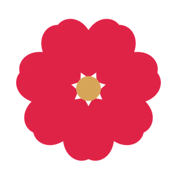 A 7-petal heart flower with a seed centre and a transparent background.