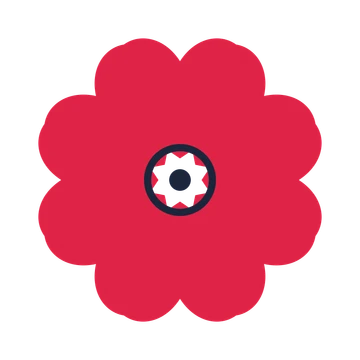 A 8-petal heart flower with a ring centre and a transparent background.