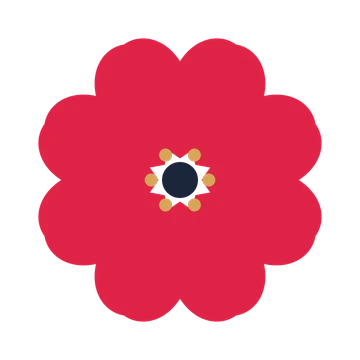 A 8-petal heart flower with a stamen centre and a transparent background.
