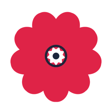 A 9-petal heart flower with a ring centre and a transparent background.