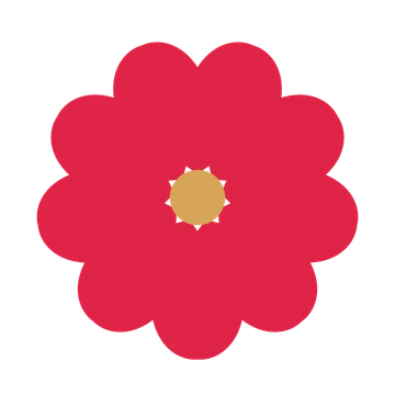A 9-petal heart flower with a seed centre and a transparent background.