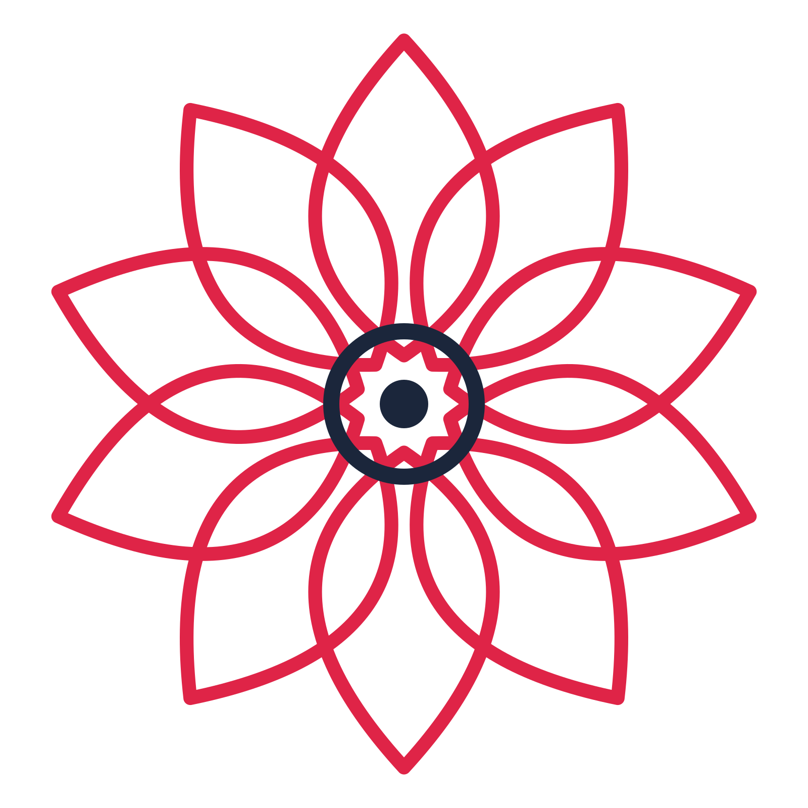 A 10-petal lily flower with a ring centre and a transparent background.