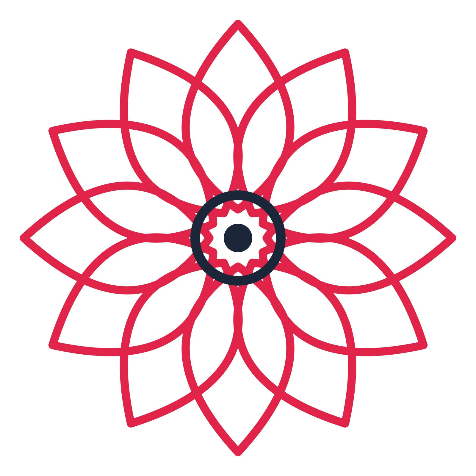 A 12-petal lily flower with a ring centre and a transparent background.