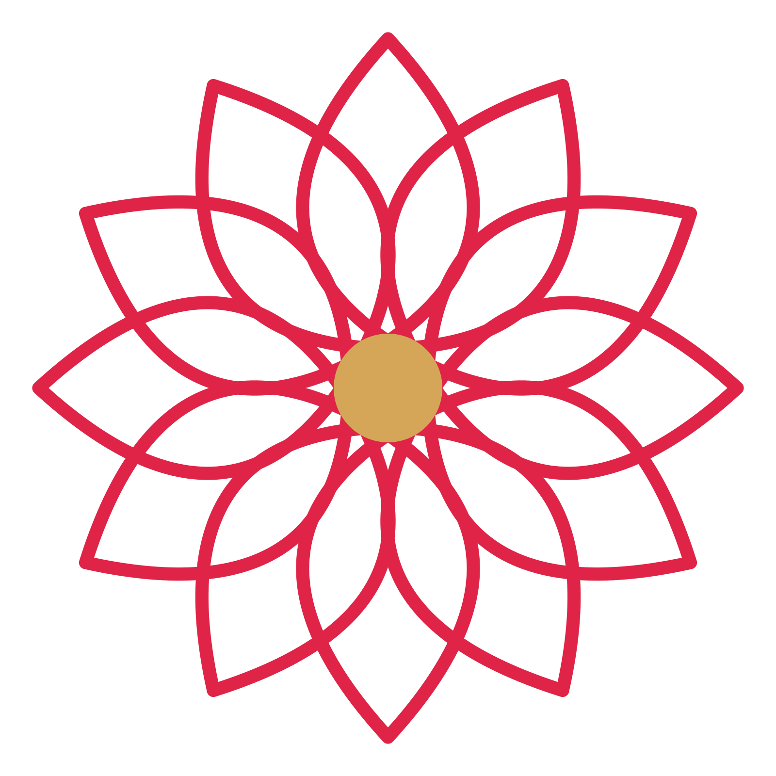 A 12-petal lily flower with a seed centre and a transparent background.