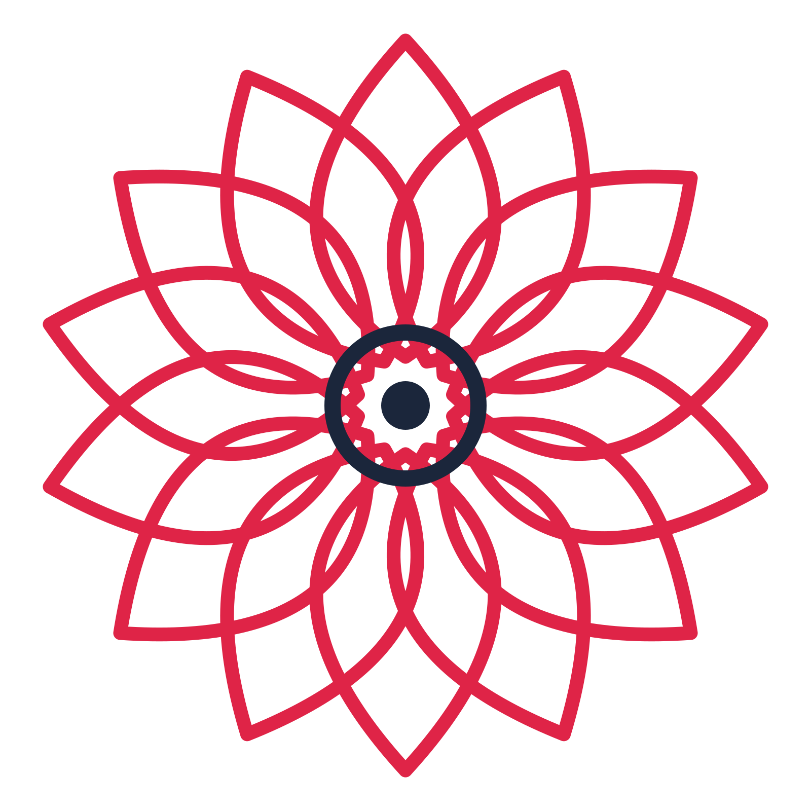 A 14-petal lily flower with a ring centre and a transparent background.
