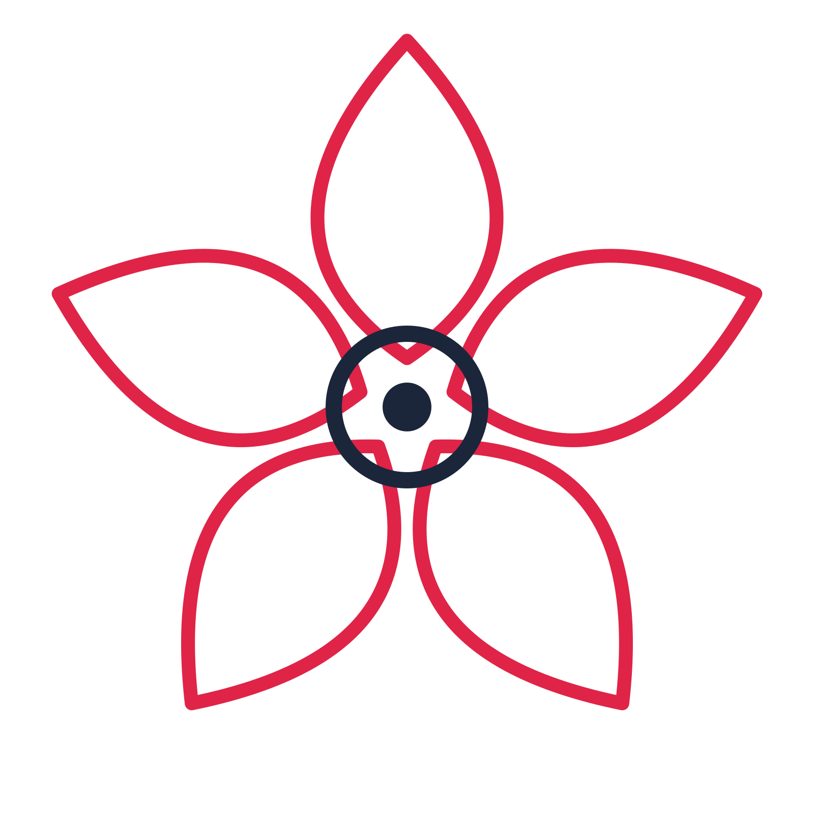 A 5-petal lily flower with a ring centre and a transparent background.