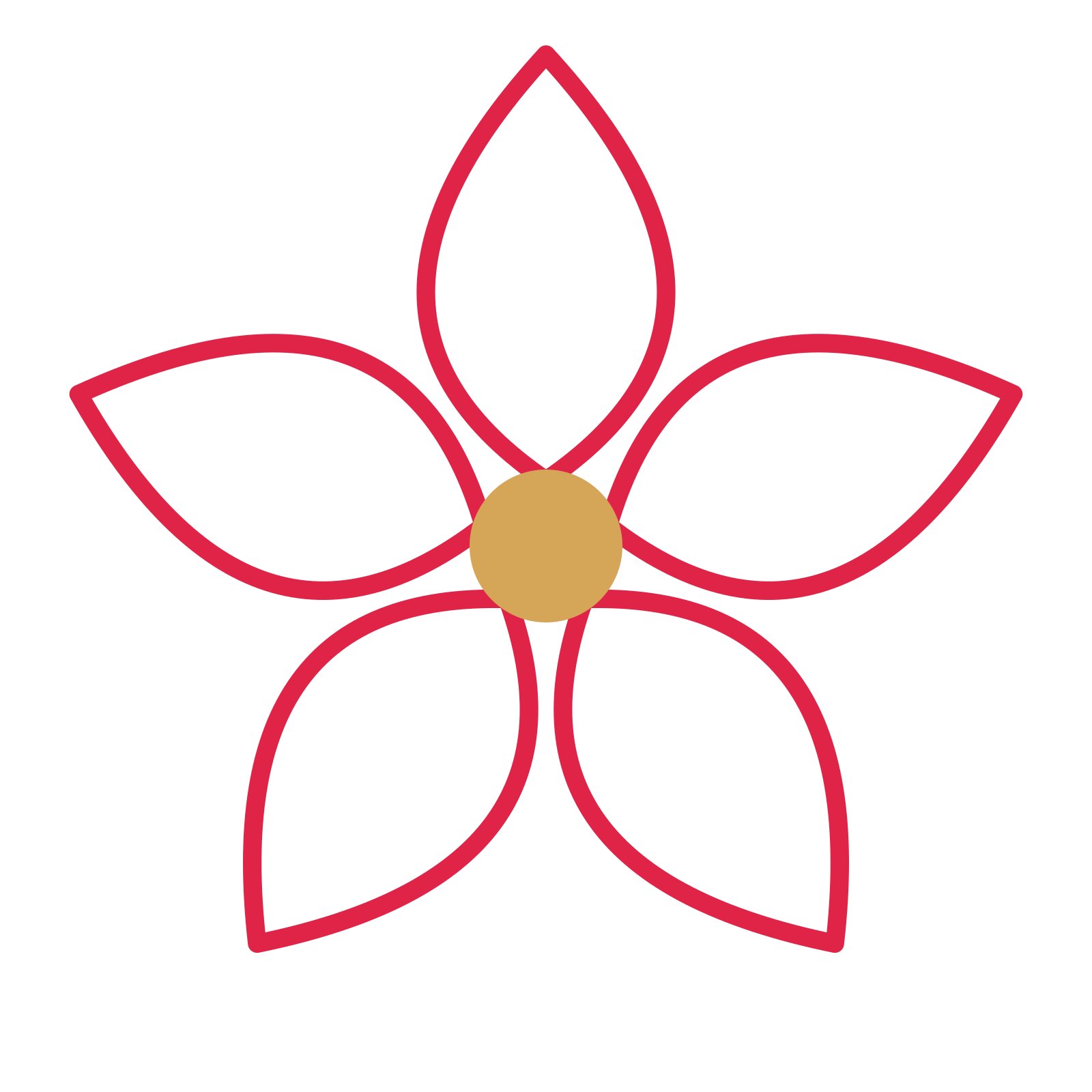 A 5-petal lily flower with a seed centre and a transparent background.