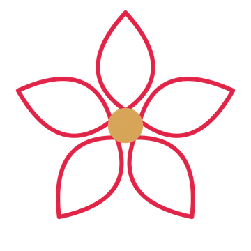 A 5-petal lily flower with a seed centre and a transparent background.