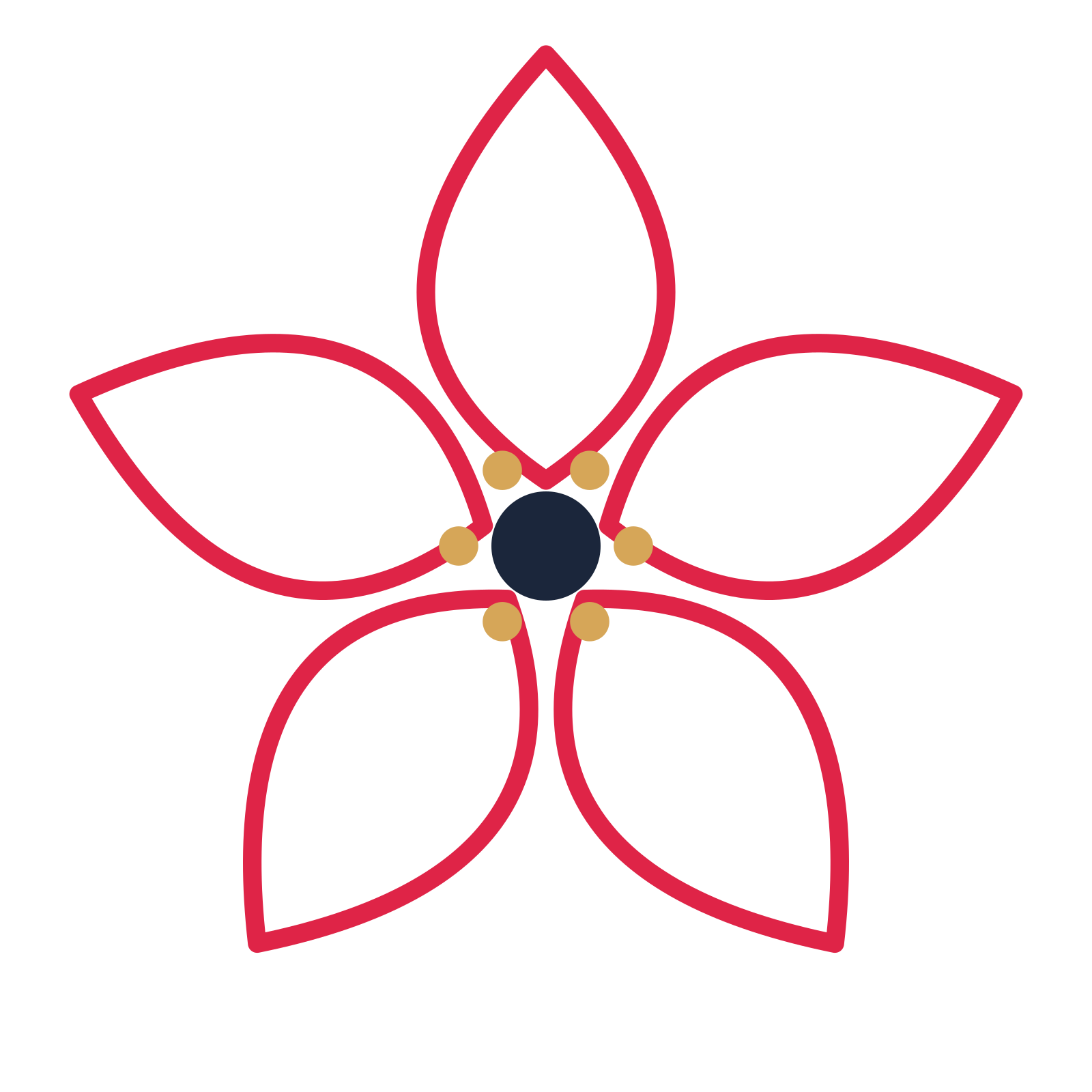 A 5-petal lily flower with a stamen centre and a transparent background.