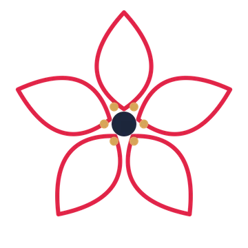 A 5-petal lily flower with a stamen centre and a transparent background.
