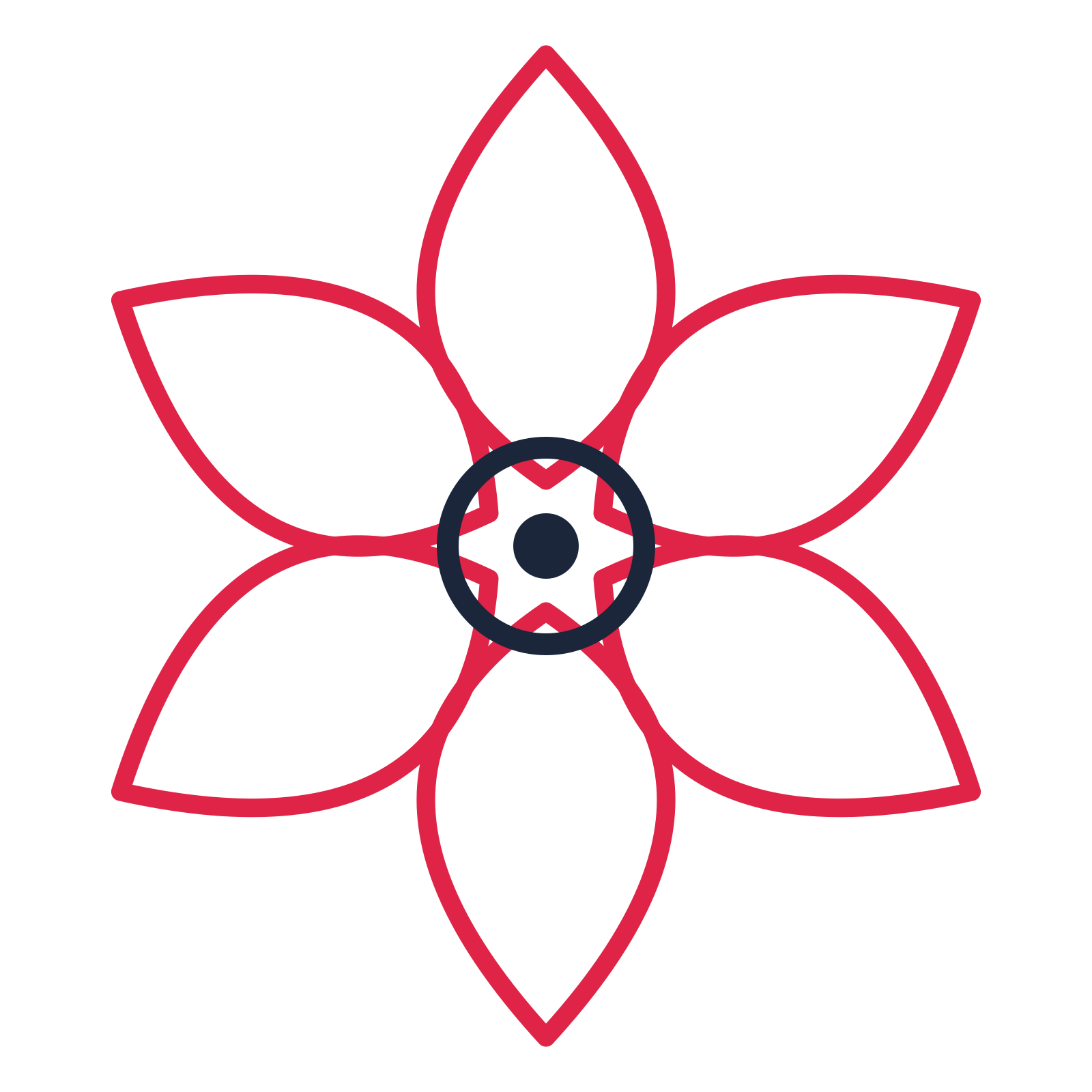 A 6-petal lily flower with a ring centre and a transparent background.