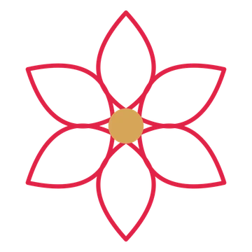 A 6-petal lily flower with a seed centre and a transparent background.