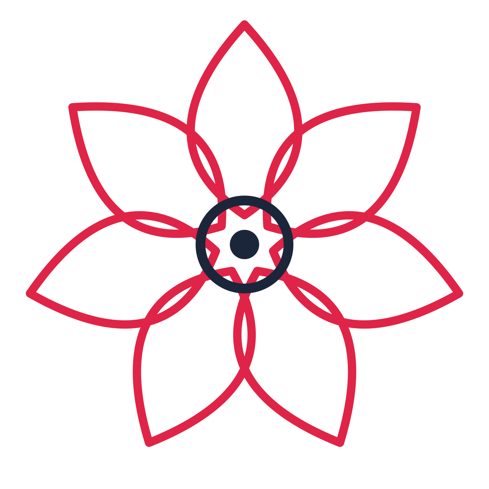 A 7-petal lily flower with a ring centre and a transparent background.