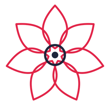 A 7-petal lily flower with a ring centre and a transparent background.