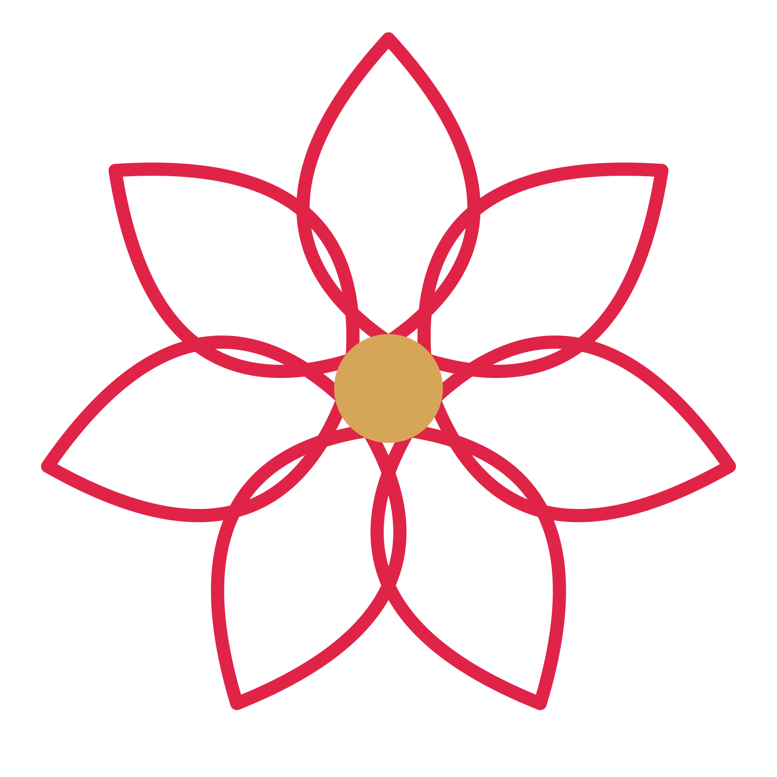 A 7-petal lily flower with a seed centre and a transparent background.