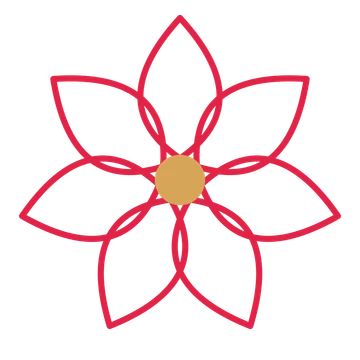 A 7-petal lily flower with a seed centre and a transparent background.