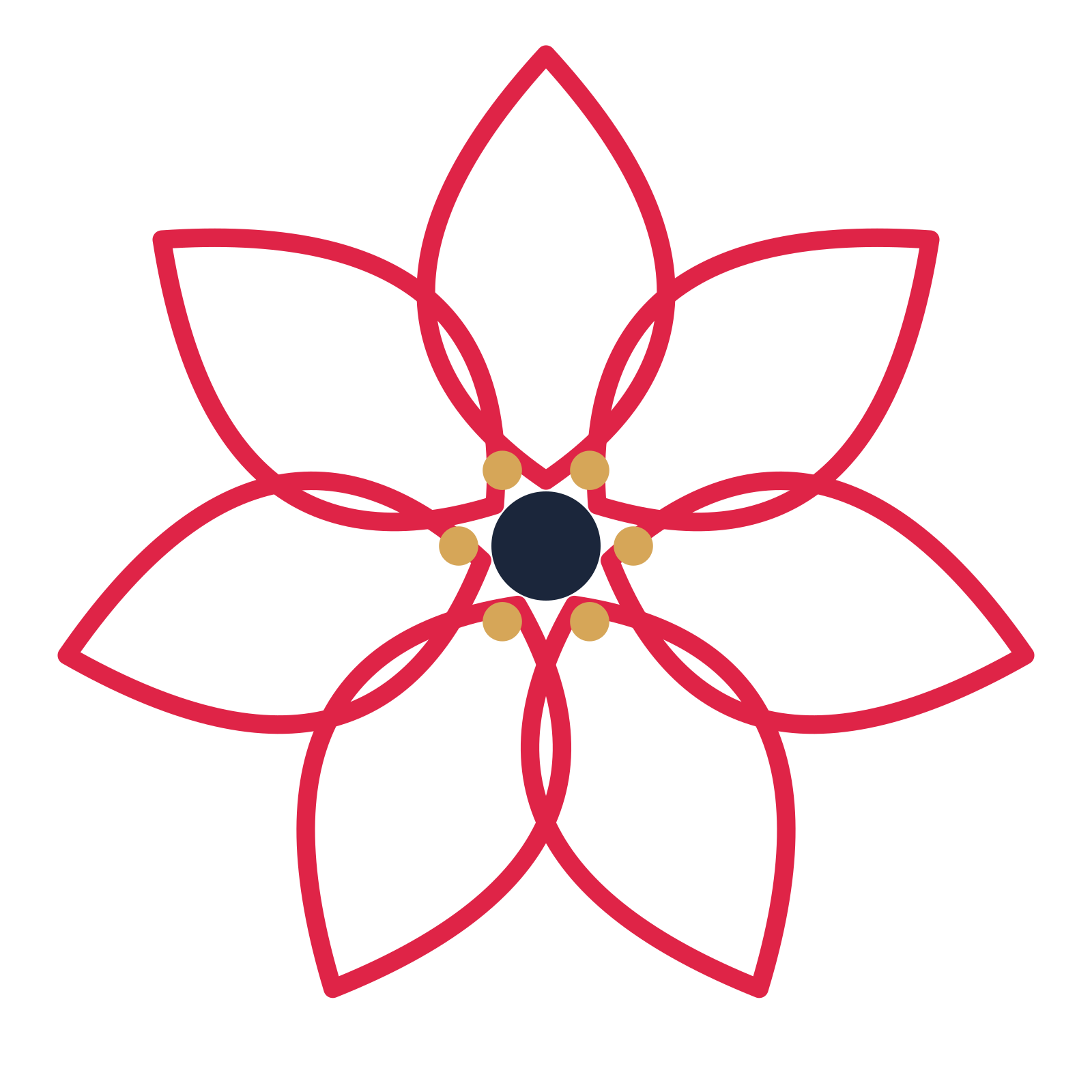 A 7-petal lily flower with a stamen centre and a transparent background.