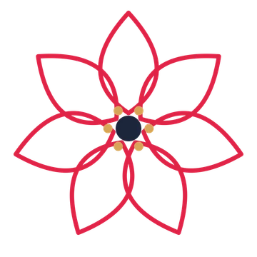 A 7-petal lily flower with a stamen centre and a transparent background.