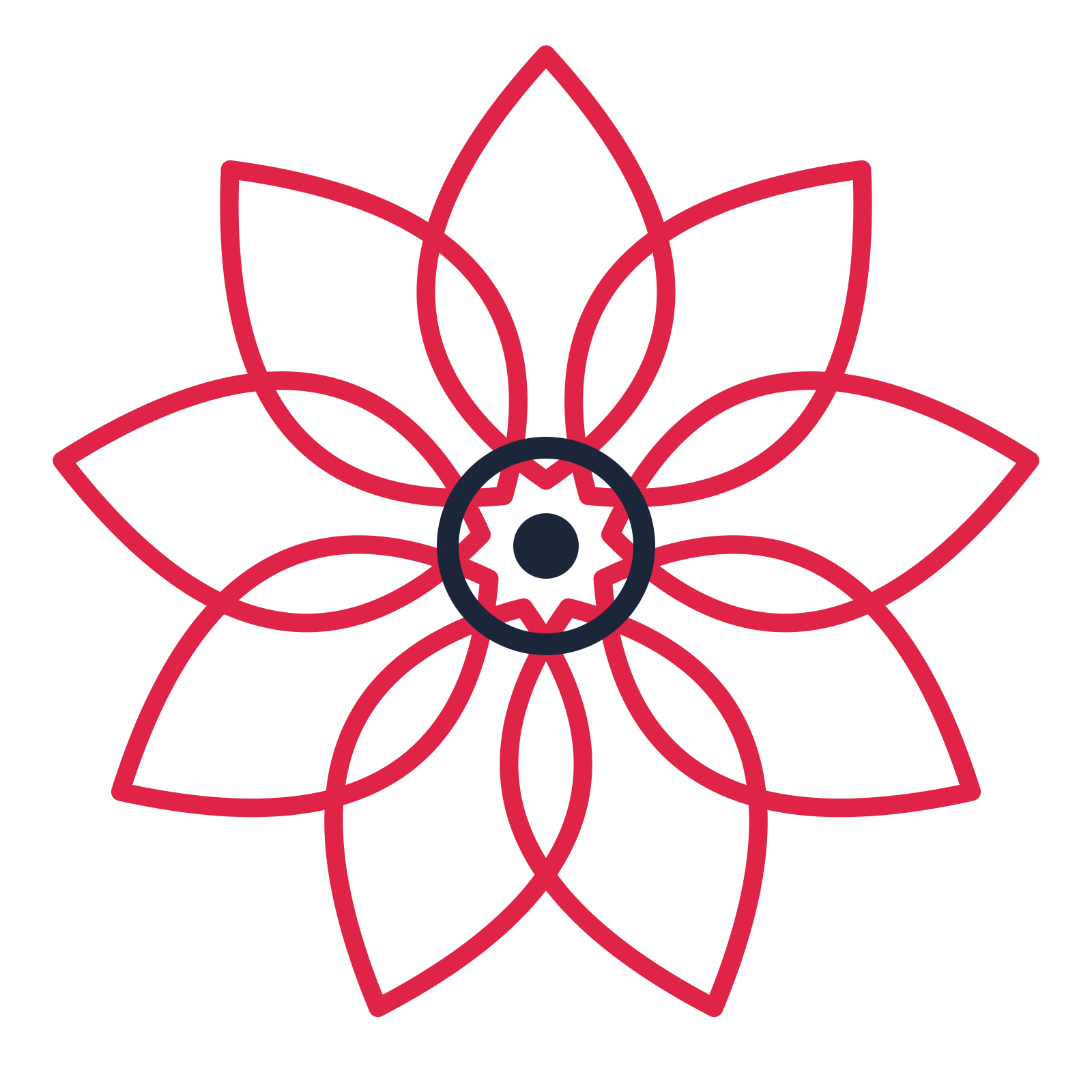 A 9-petal lily flower with a ring centre and a transparent background.