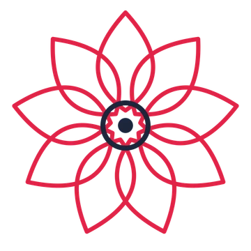 A 9-petal lily flower with a ring centre and a transparent background.