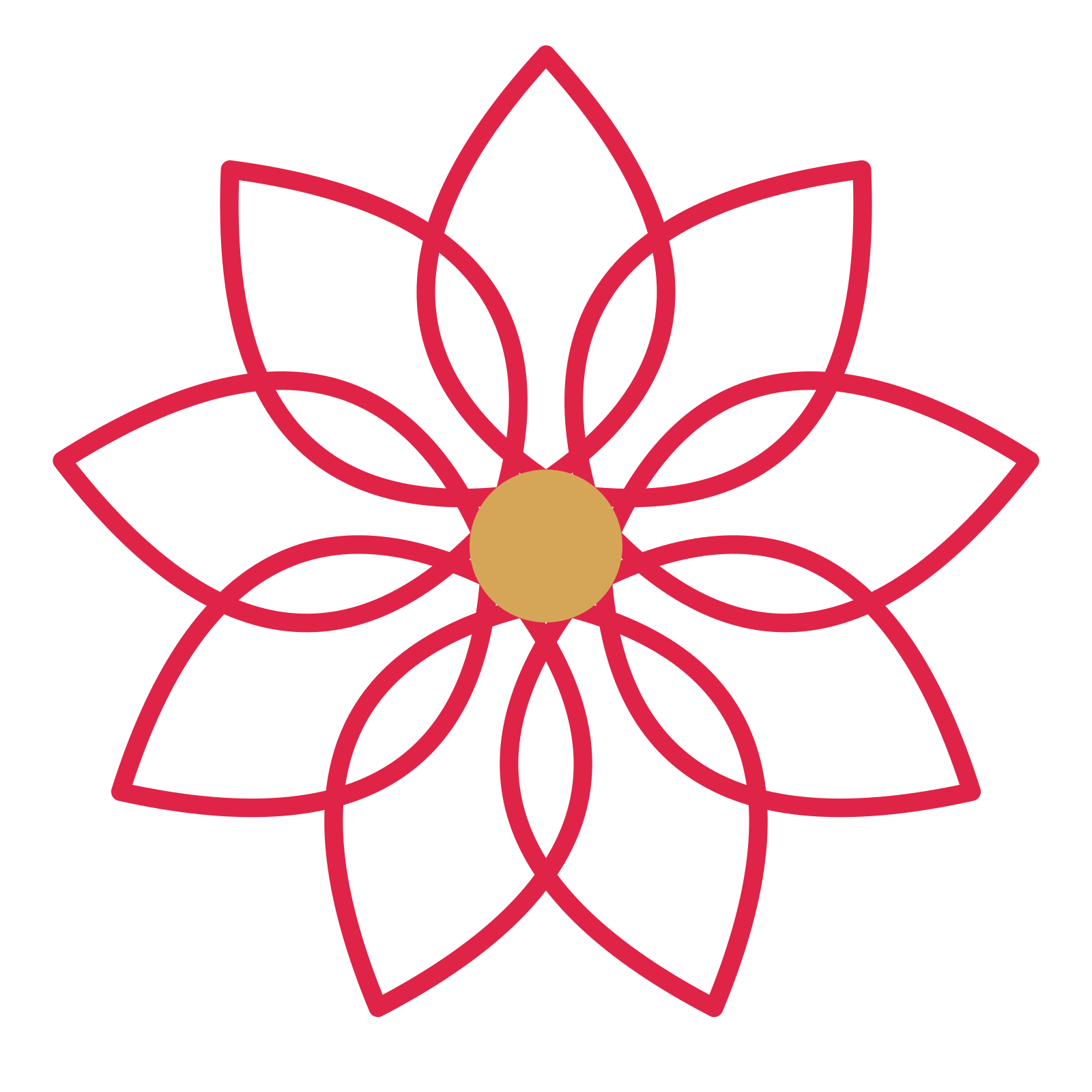A 9-petal lily flower with a seed centre and a transparent background.