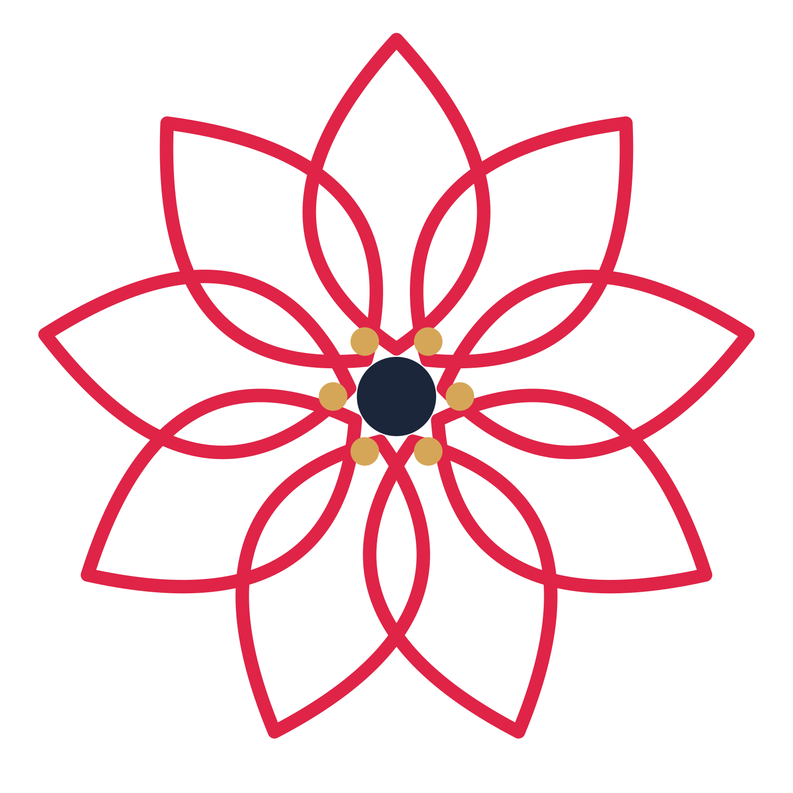 A 9-petal lily flower with a stamen centre and a transparent background.