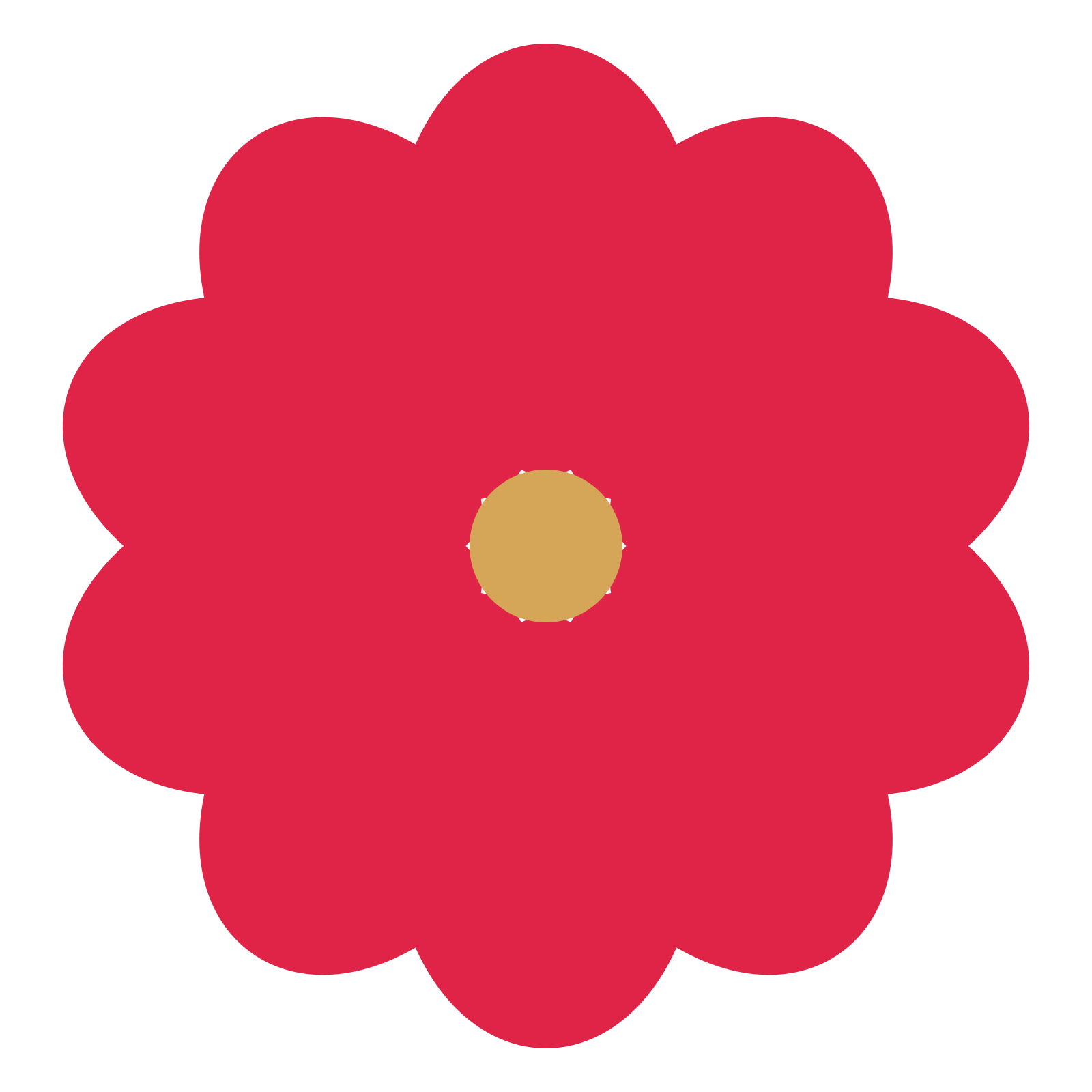 A 10-petal lobed flower with a seed centre and a transparent background.
