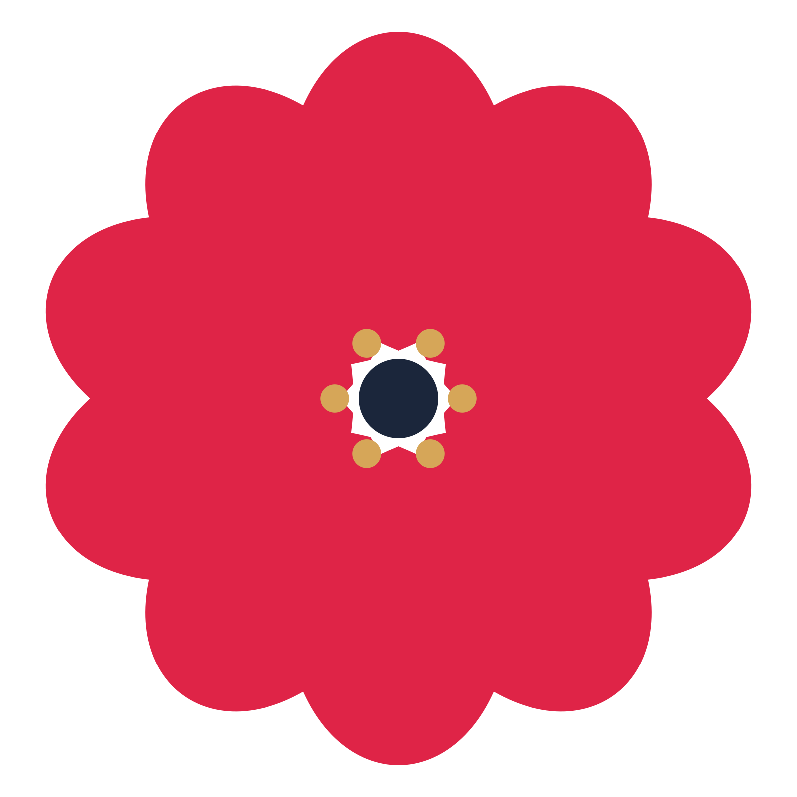 A 10-petal lobed flower with a stamen centre and a transparent background.