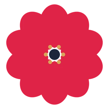 A 10-petal lobed flower with a stamen centre and a transparent background.